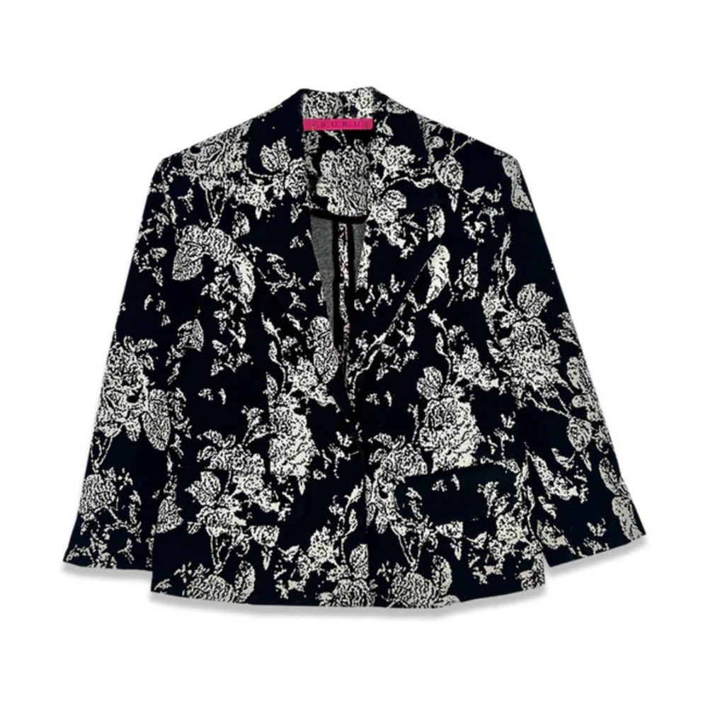 BURU Knit Boxy Blazer in Abstract Rose S